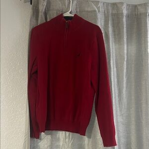 Nautica Men's Quarter Zip Red Sweater